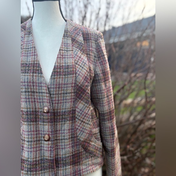 Vintage Roberto Plaid Wool Blend Blazer | Size 11 - Picture 4 of 9
